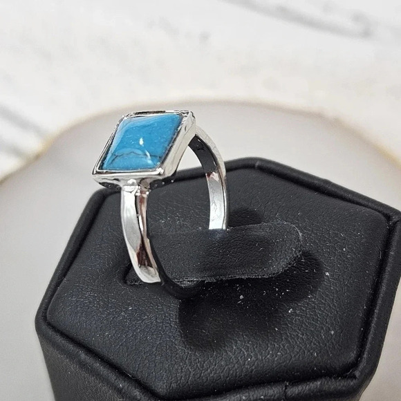 Blue Earth Square Adjustable Fashion Ring A50 - Picture 4 of 6